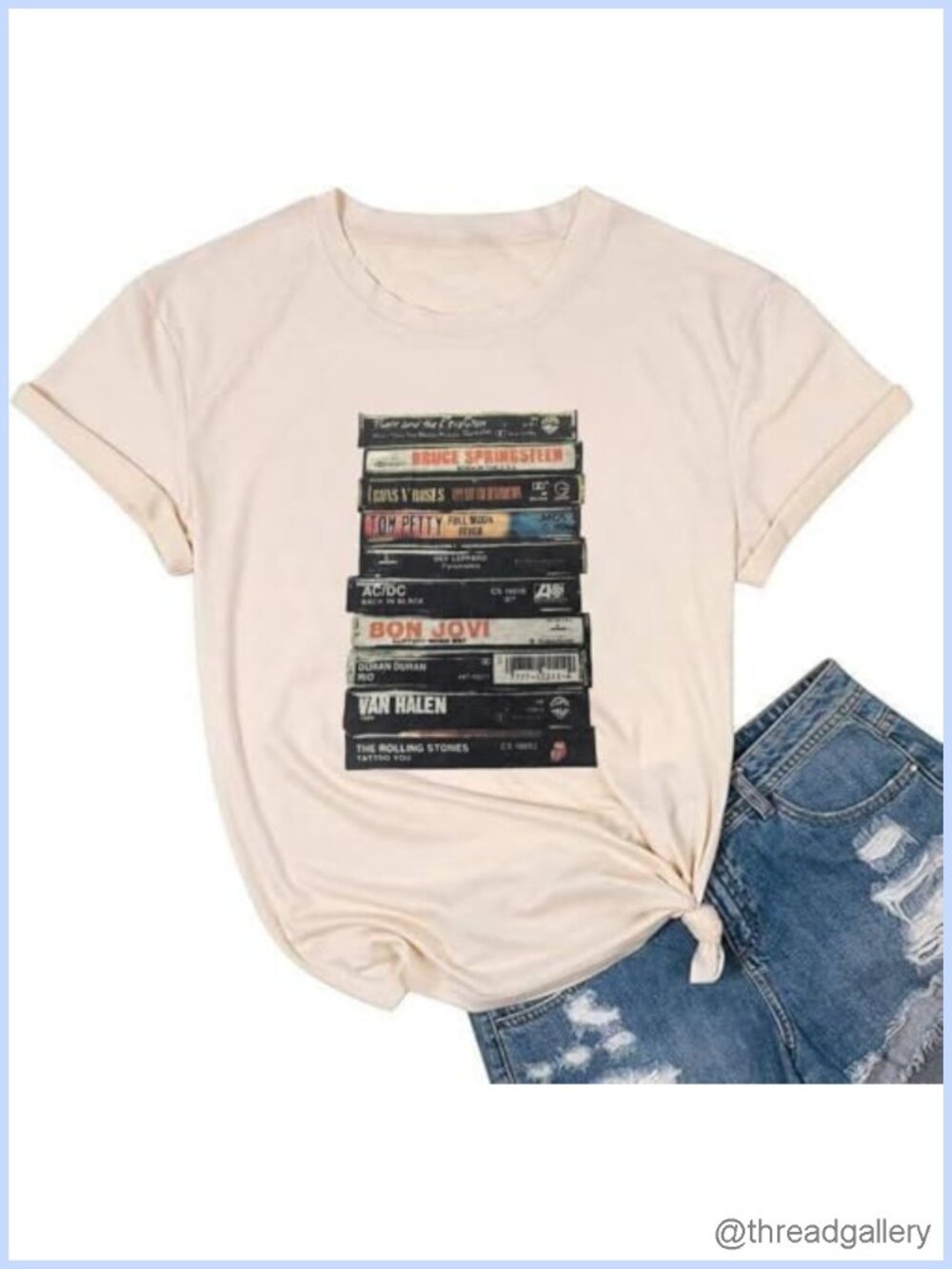 Women Vintage Rock Band Graphic Tee Country Music Concert Outfit Short Sleeve